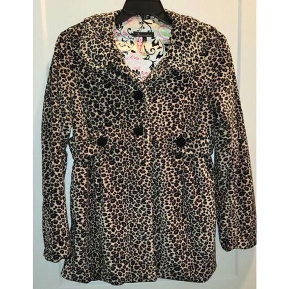Surrealist USA BOHO FAUX Leopard Swing Jacket Coat Size 2 Medium Gorgeous! - Picture 2 of 9